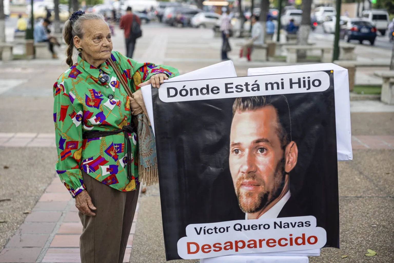 Fotografía de Víctor Quero en una manifestación en Caracas, Venezuela.