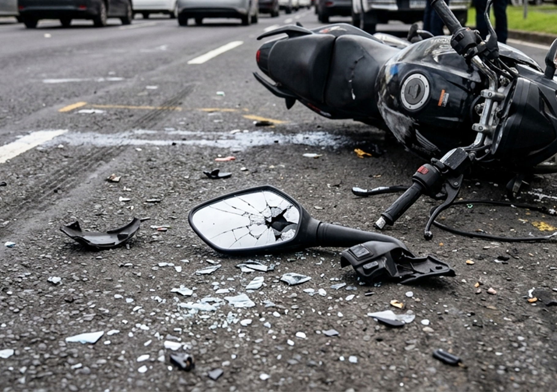 Un motorizado en medio de un accidente de tránsito en una vía de Venezuela.