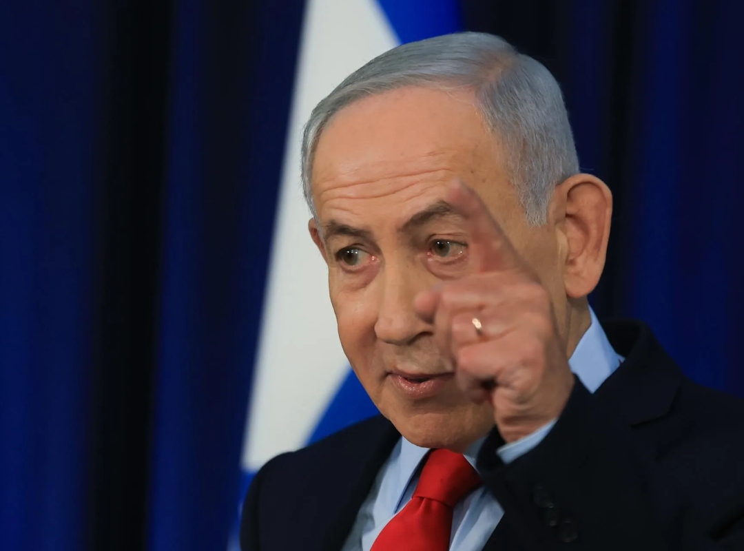 El primer ministro israelí, Benjamín Netanyahu, hablando en una conferencia de prensa.