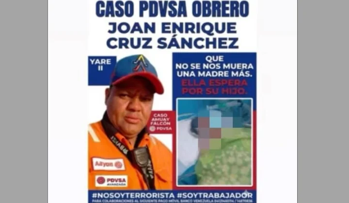 La señora María Concepción Sánchez, madre de Joan Enrique Cruz Sánchez, un trabajador petrolero detenido en el contexto del caso Pdvsa-Obrer