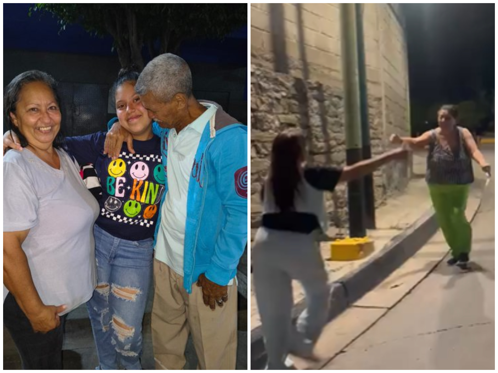 Samantha Hernández acompañada por sus abuelos tras su excarcelación