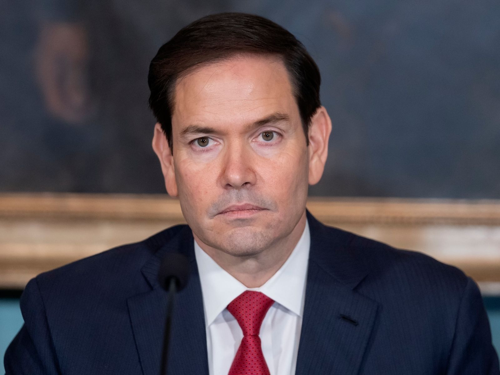 Marco Rubio hablando en una rueda de prensa en la Casa Blanca.