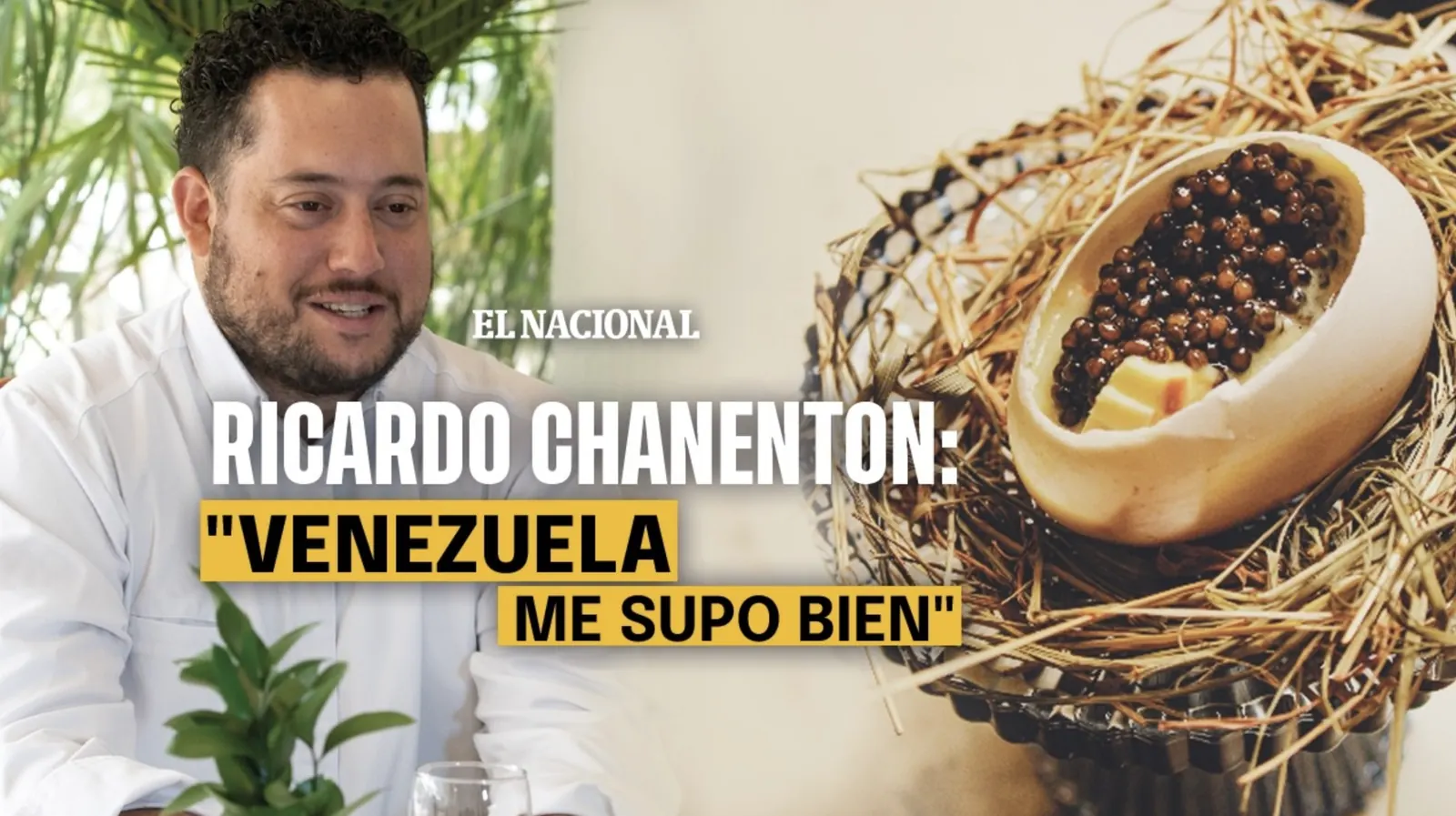 Ricardo Chaneton disfrutando de un plato de comida venezolana