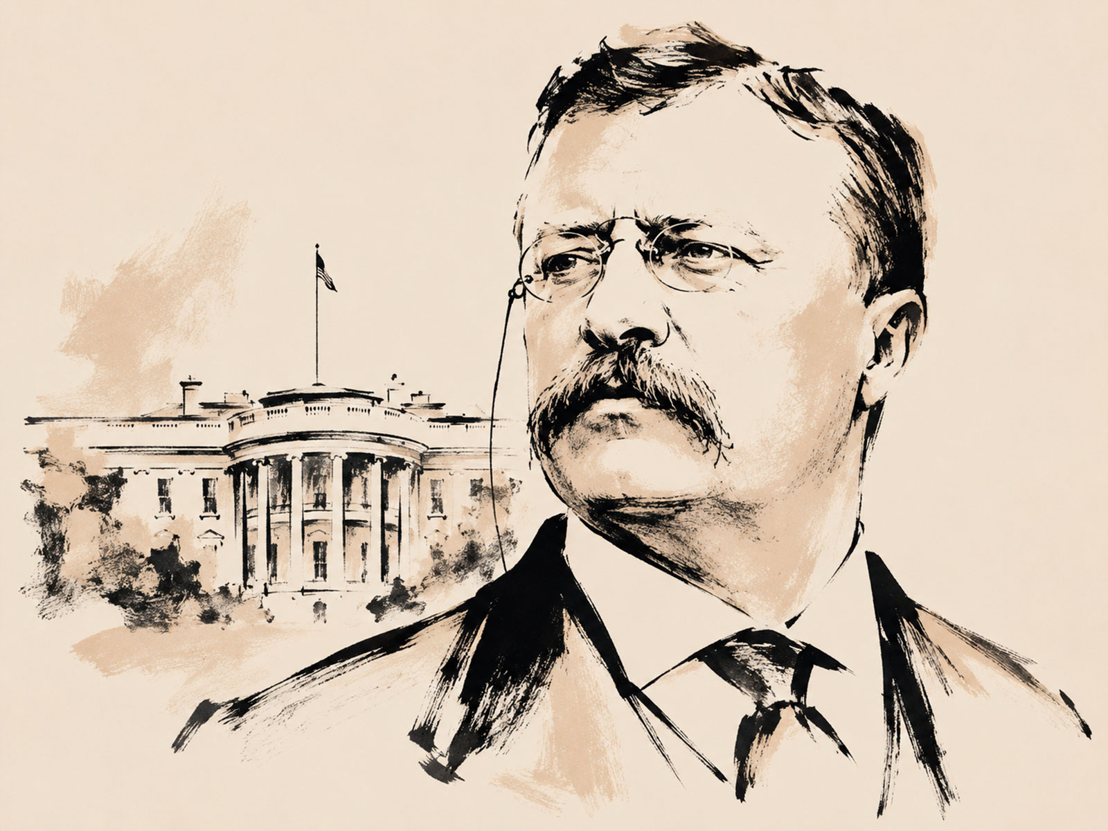Retrato de Theodore Roosevelt, 26º presidente de los Estados Unidos, en la Casa Blanca.