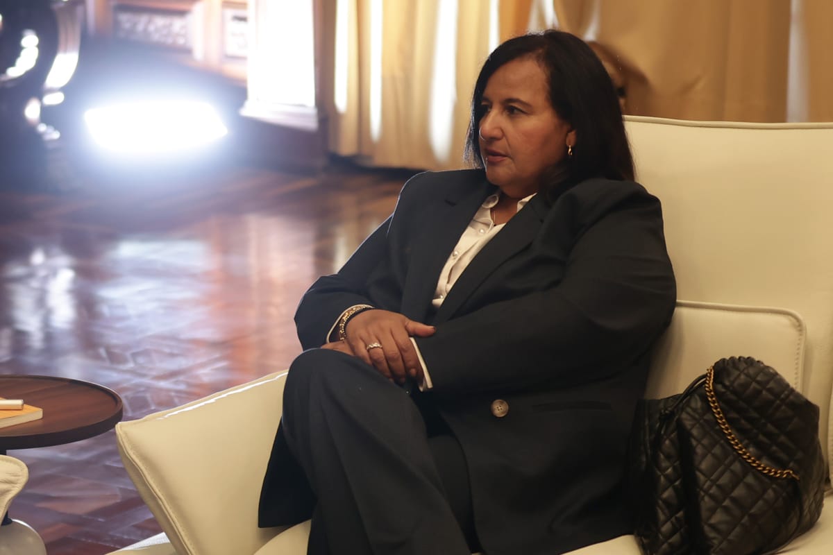 Dinorah Figuera, presidenta de la Asamblea Nacional de 2015, durante una conferencia de prensa en Venezuela.