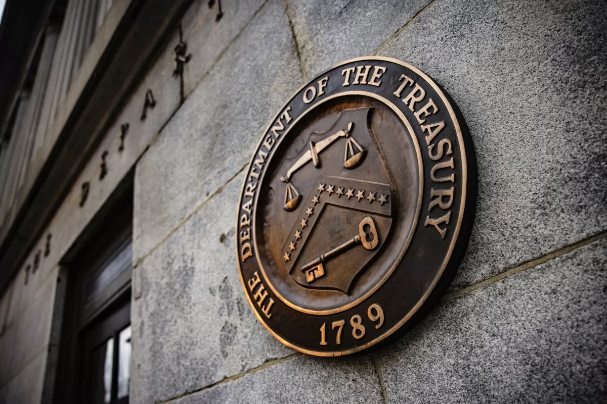 Edificio del Departamento del Tesoro de Estados Unidos en Washington D.C., sede de la Oficina de Control de Activos Extranjeros (OFAC).