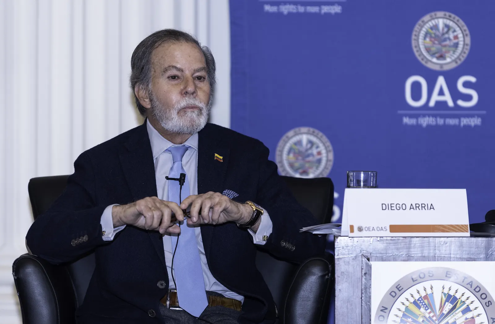 Diego Arria, exembajador venezolano, durante una intervención pública.