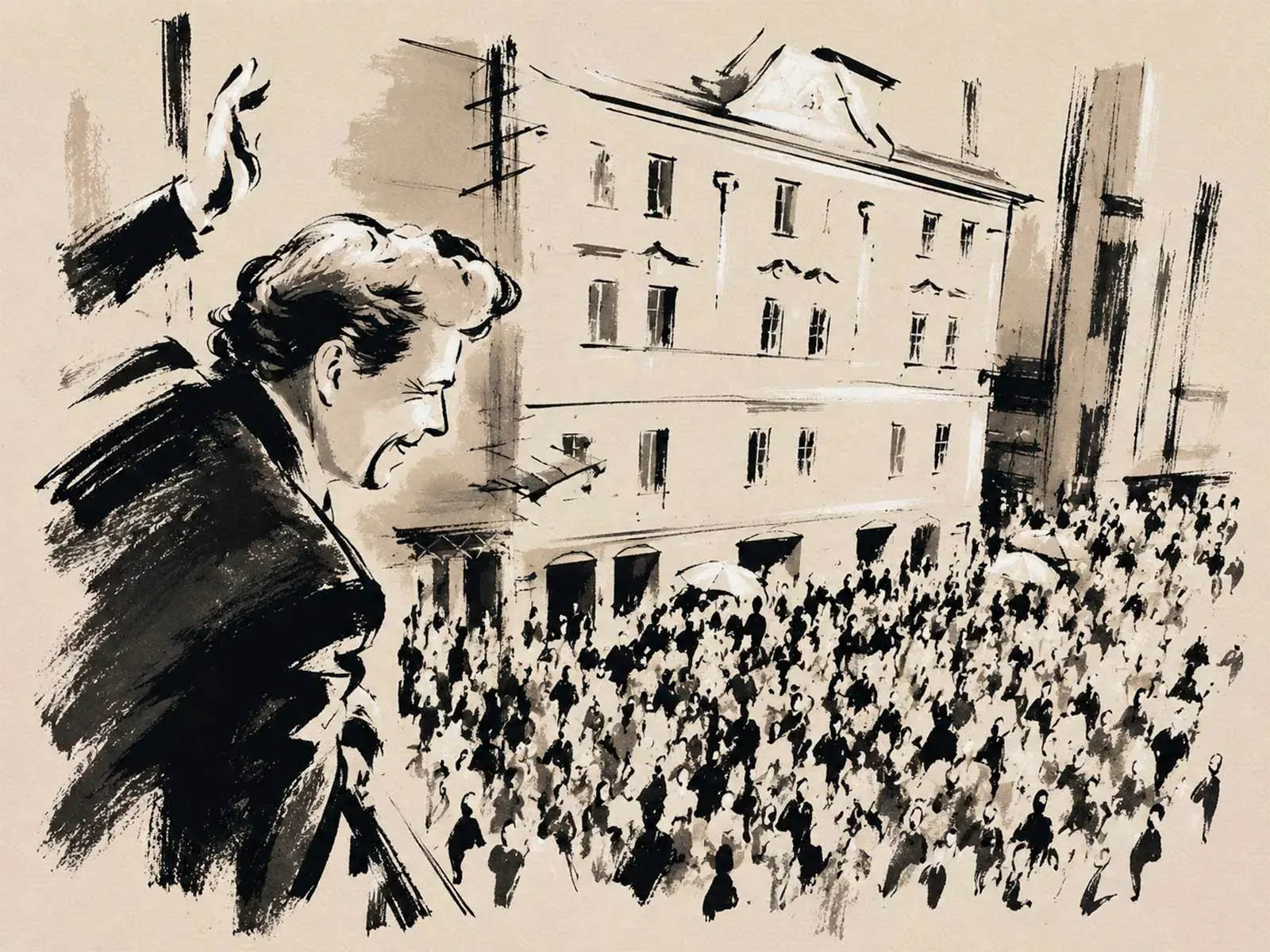 Retrato del dramaturgo y expresidente checo Václav Havel, reflexionando en un entorno que evoca reclusión.