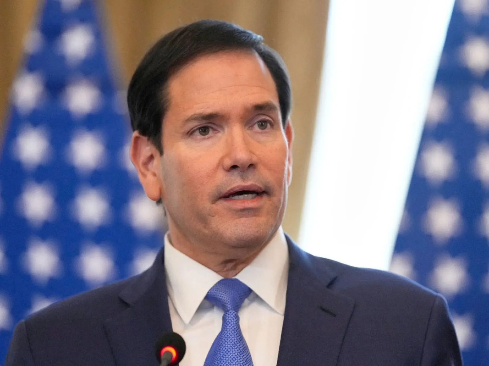 Marco Rubio, secretario de Estado de Estados Unidos, durante un evento diplomático relacionado con Venezuela