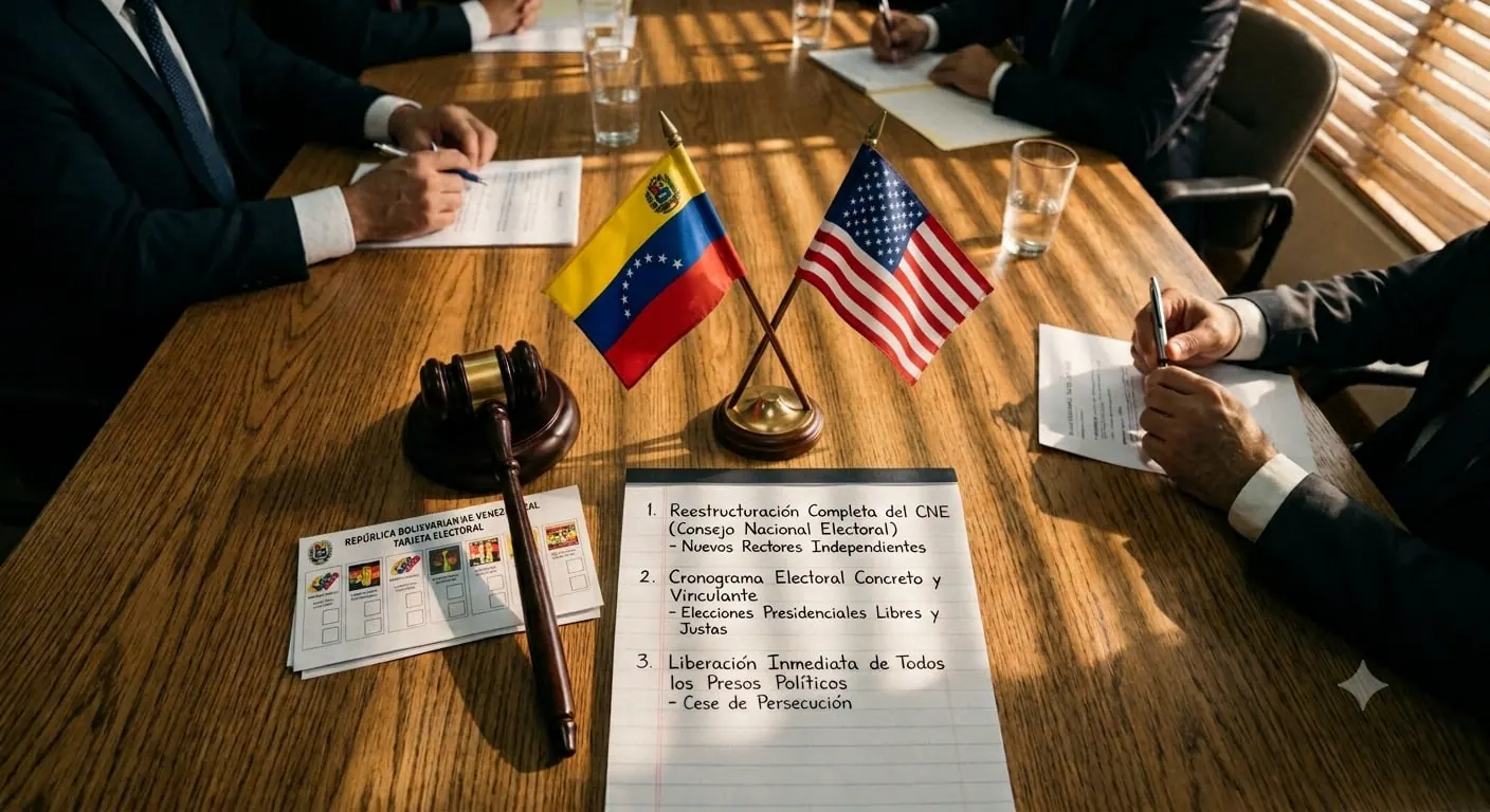 Representantes de la oposición venezolana reunidos en una sala de conferencias.