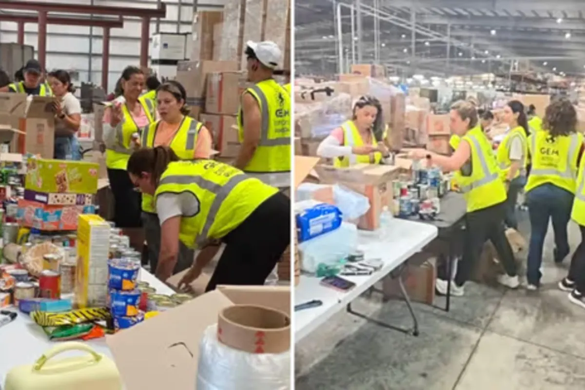 Voluntarios venezolanos en Texas clasifican y empacan donaciones de artículos de primera necesidad para ser enviadas a Venezuela.